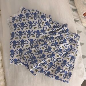 women’s roller rabbit blue monkey long sleeve pajama set